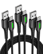 INIU D3C Anti-Rupture USB C Cable (6.6ft*2+1.6ft*1, 3-Pack)