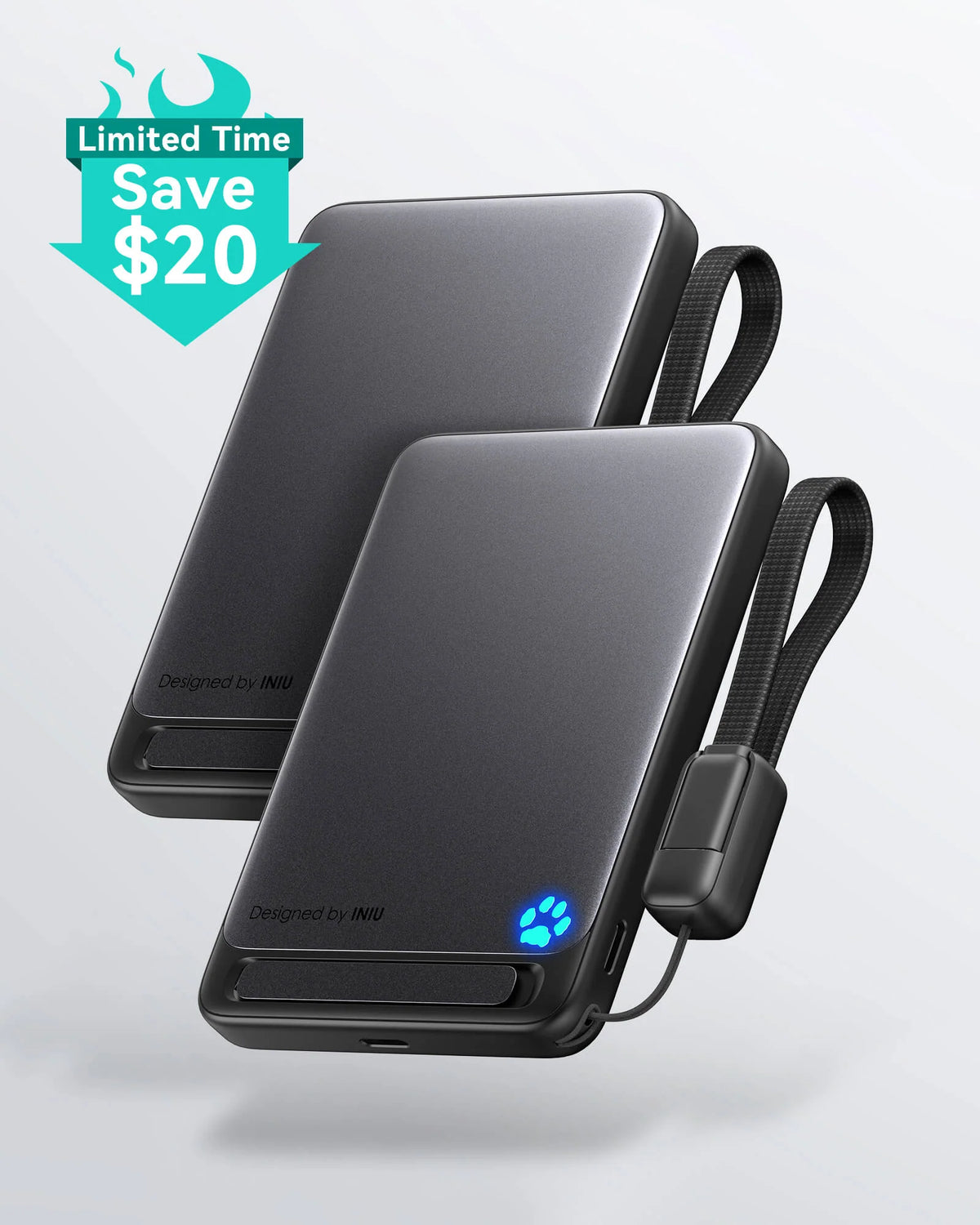 INIU SnapGo P73-E1 Wireless Charger Qi2 15W 10000mAh (2-Pack)